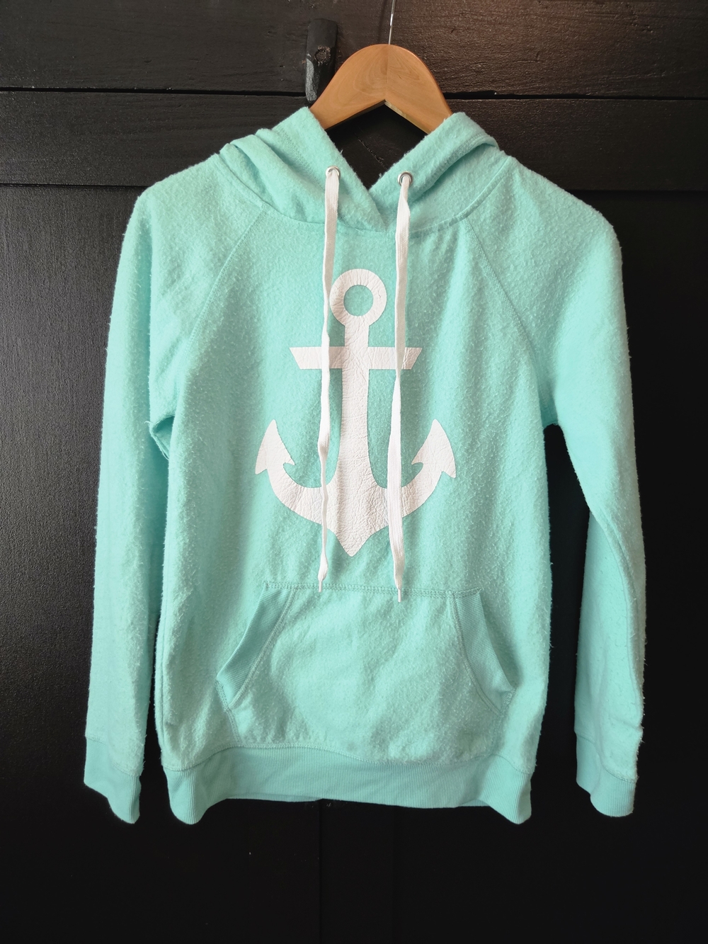 Women’s/Juniors Mint Green Anchor Hooded Sweatshirt
